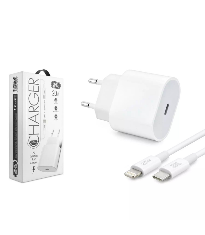 Subzero SG46 20W PD Lightning Şarj Aleti Subzero SG46 20W PD type-c to lightning hızlı şarj aleti beyaz iphone şarj cihazı