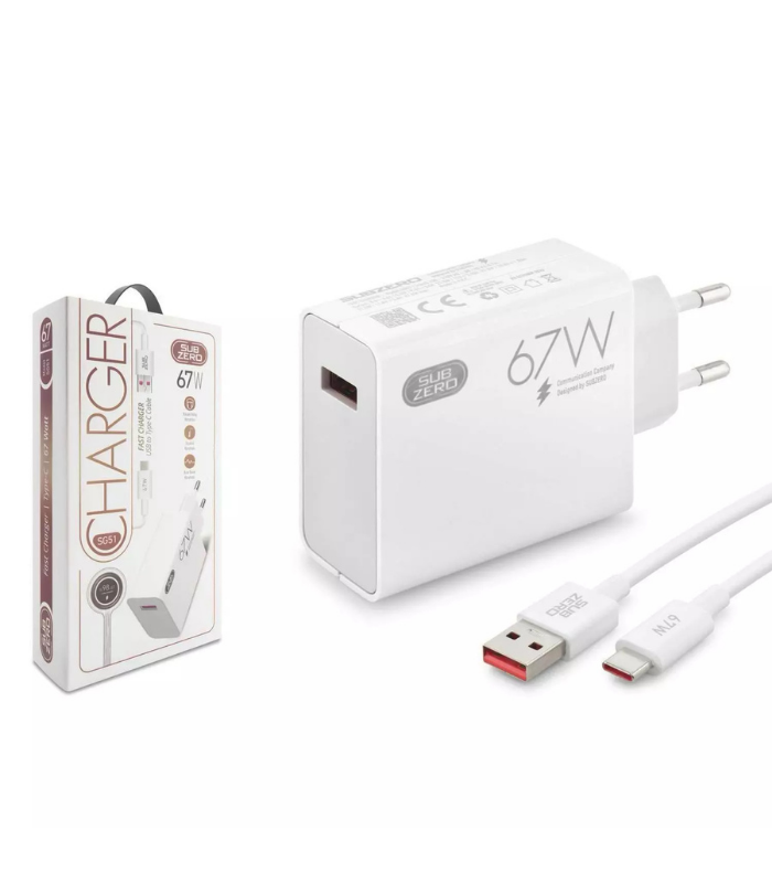 Subzero SG51 67W 6A type-c turbo hızlı şarj aleti salise göstergeli ev tipi adaptör