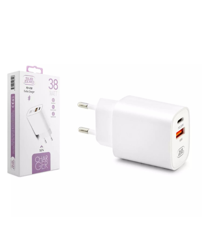 Subzero SG74 38W PD USB turbo hızlı şarj başlığı çift çıkışlı Type-C USB adaptör