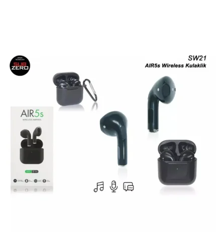 subzero sw21 air5s bluetooth kulaklık beyaz siyah kılıf hediyeli tws kablosuz