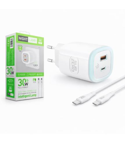 Subzero SG100 30W USB PD Type-C to Type-C dokunmatik LED şarj aleti kademeli ışıklı adaptör