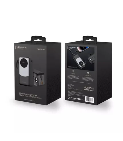 Venandin Opulix PWB40A1 40000 mAh led göstergeli 22.5W hızlı şarj kablolu powerbank