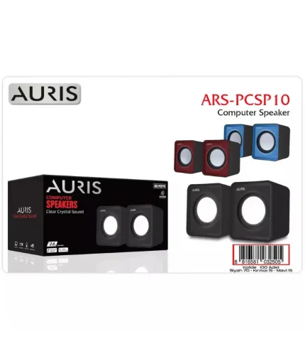 auris ars pcsp10 1+1 hoparlör 2x3w usb mini kare model bilgisayar hoparlörü