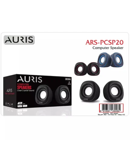 auris ars pcsp20 1+1 hoparlör 2x3w yuvarlak model usb mini bilgisayar hoparlörü