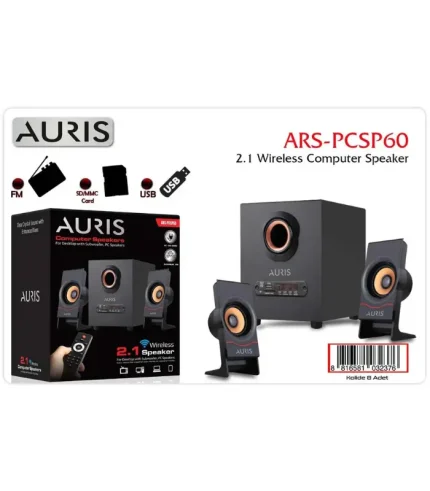 auris ars pcsp60 rgb 2+1 bluetooth hoparlör subwoofer bilgisayar hoparlörü ışıklı