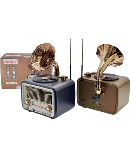 feexot fx-2528b nostaljik gramofon radyo bluetooth usb sd mp3 çalar şarjlı radyo