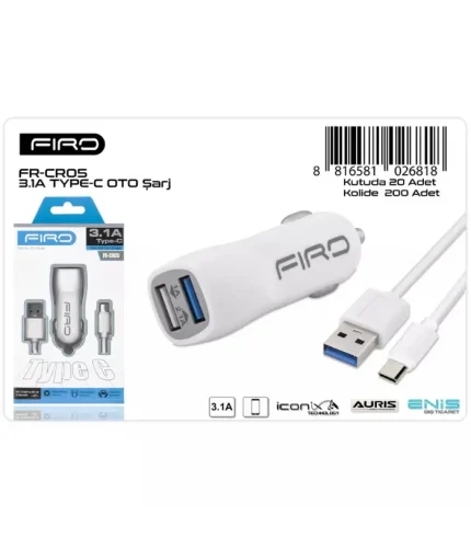 firo fr-cr05 3.1a type-c araç şarj aleti hızlı usb araç şarj başlığı