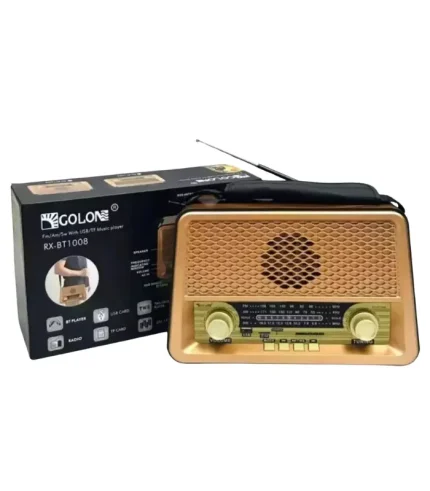 golon rx-bt1008 nostaljik radyo bluetooth usb sd fm şarjlı led retro hoparlör
