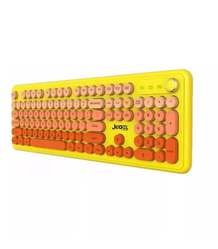 jedel wkb104 sarı bluetooth kablosuz klavye yumuşak tuş renkli klavye türkçe q