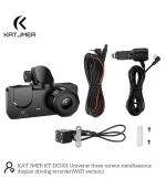 katjmer kt dc001 wifi araç içi kamera 3 kameralı full hd ön arka iç kayıt telefon uygulaması dashcam