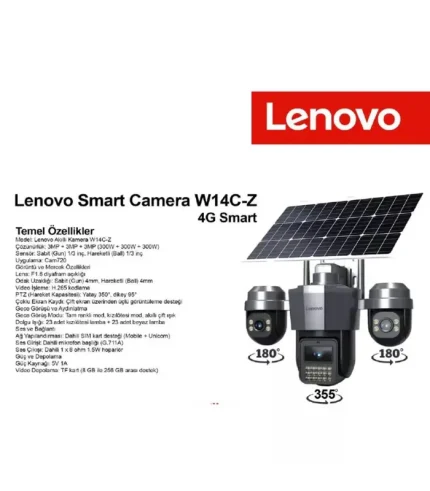 lenovo g4w19 u 4k 4g solar kamera 3 lens dual ptz aov sim kartlı güvenlik kamerası dış mekan