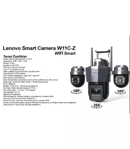 lenovo w19c u 9mp 4k wifi kamera 3 lens dual ptz çift bant 2.4g 5g güvenlik kamerası ip kamera