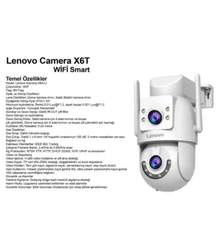 lenovo x6g u 6mp 2 lensli 2k wifi kamera çift bant 2.4g 5g güvenlik kamerası ip kamera