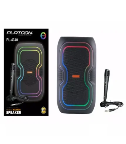 platoon pl-4340 rgb mikrofonlu bluetooth hoparlör usb sd karaoke müzik kutusu