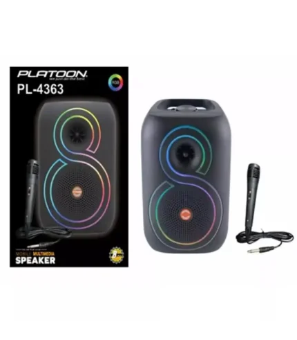 platoon pl-4363 rgb mikrofonlu bluetooth hoparlör usb sd karaoke müzik kutusu
