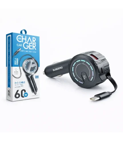 subzero cr66 60w makaralı kablolu araç şarj aleti type-c girişli hızlı araç şarj başlığı