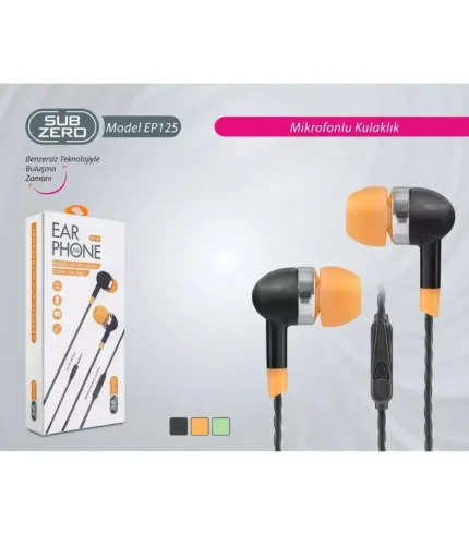 Subzero EP125 renkli mikrofonlu kulak içi kulaklık 3.5mm kablolu kulaklık