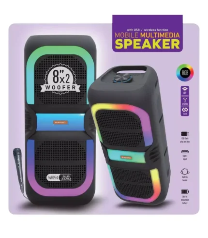 subzero wr154 rgb bluetooth hoparlör tws 8x2 mikrofonlu usb sd müzik kutusu
