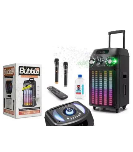 subzero wr173 12 inç 100w bluetooth hoparlör çift mikrofon rgb baloncuk karaoke müzik kutusu