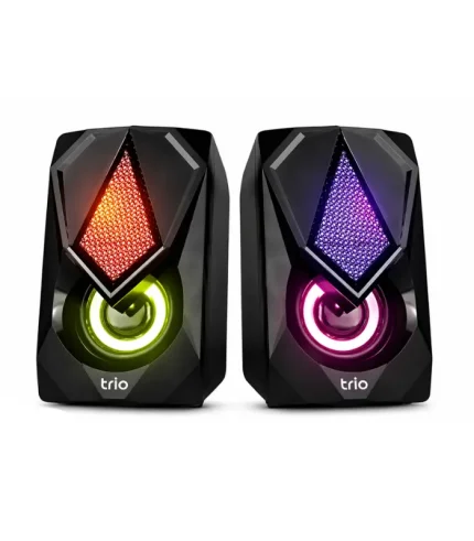 trio trs10 2.0 usb hoparlör rgb ışıklı 3w x2 bilgisayar speaker masaüstü mini hoparlör