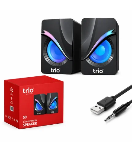trio trs9 2.0 usb hoparlör rgb ışıklı 3w x2 bilgisayar speaker masaüstü mini hoparlör