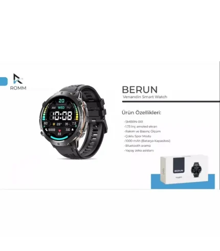 venandin smbrn 001 berun akıllı saat bluetooth arama amoled spor sağlık takip saat