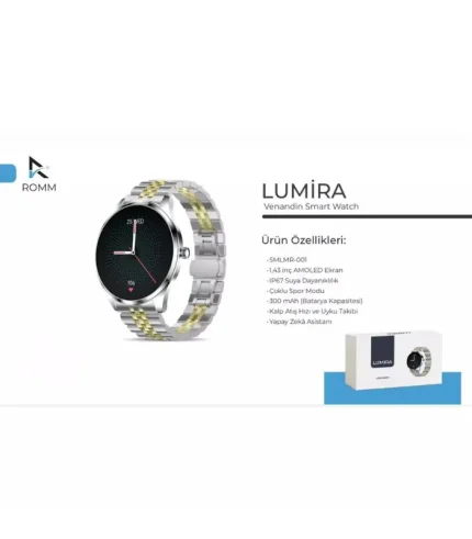 venandin smlmr 001 lumira akıllı saat amoled bluetooth arama spor sağlık takip saat