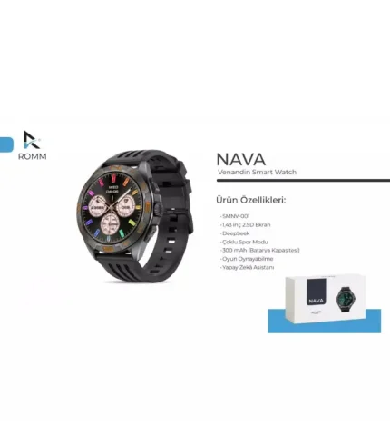 venandin smnv 001 nava akıllı saat amoled bluetooth arama spor sağlık takip smartwatch